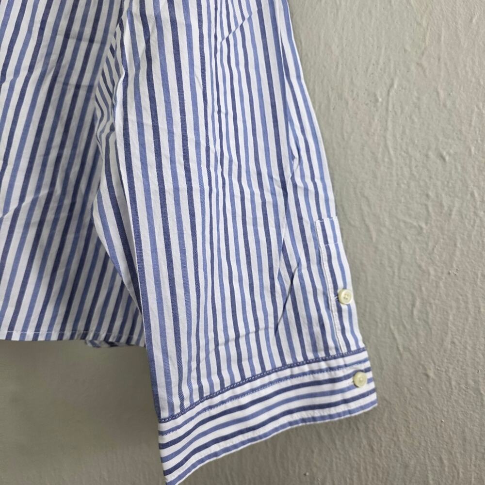 NWT Everlane The Woven PJ Button Down Crop Top Blue White Stripe Cotton Medium - Picture 8 of 16